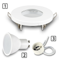 1x Einbauspot SET LED 230V IP44 RIK.6 weiss GU10 7W warmweiss