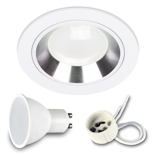 1x Einbauspot SET FOY weiss mit Ring WH/SL GU10 7W neutralweis