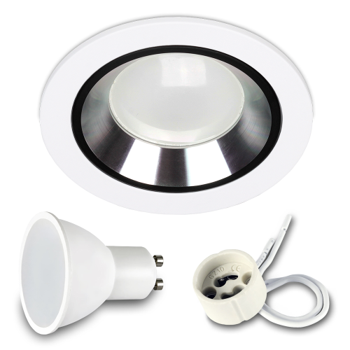 1x Einbauspot SET FOY weiss mit Ring BK/SL GU10 7W neutralweiss