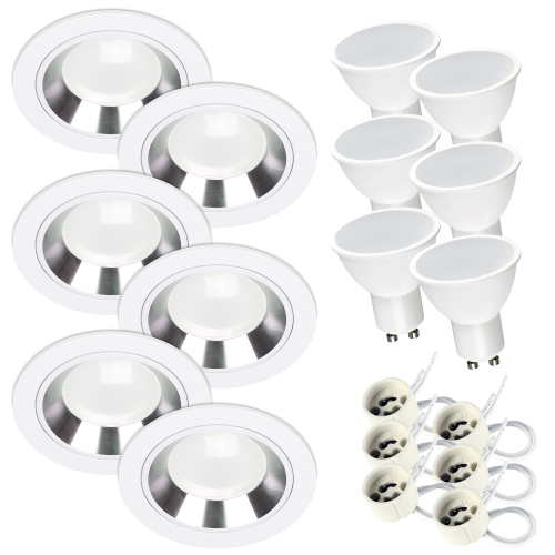 6x Einbauspot SET FOY weiss mit Ring WH/SL GU10 7W neutralweiss