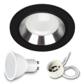1x Einbauspot SET FOY schwarz mit Ring SL GU10 7W neutralweiss