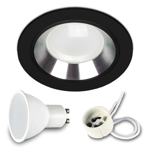 1x Einbauspot SET FOY schwarz mit Ring SL GU10 7W neutralweiss