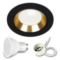 6x Einbauspot SET FOY schwarz mit Ring BK/GD GU10 7W neutralweiss