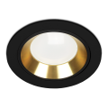 6x Einbauspot SET FOY schwarz mit Ring BK/GD GU10 7W neutralweiss