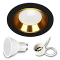 6x Einbauspot SET FOY schwarz mit Ring GD GU10 7W neutralweiss