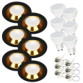 6x Einbauspot SET FOY schwarz mit Ring GD GU10 7W neutralweiss