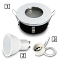 6x Einbauspot SET LED 230V IP44 RIK.5 chrom GU10 7W neutralweiss