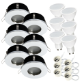 6x Einbauspot SET LED 230V IP44 RIK.5 chrom GU10 7W warmweiss